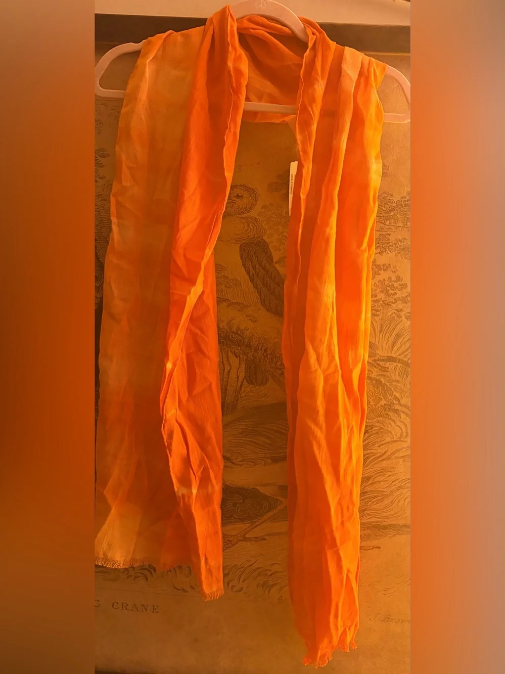 * New Chico's Seville Textured Look Orange Cotton Scarf *